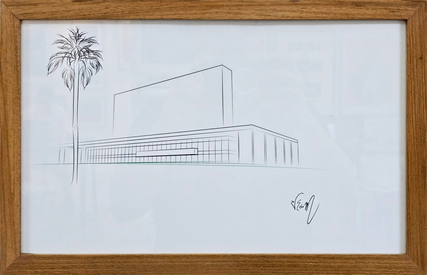 Quadro pronto com gravura assinada Kai Mishima - Palácio do Buriti 43x28 -