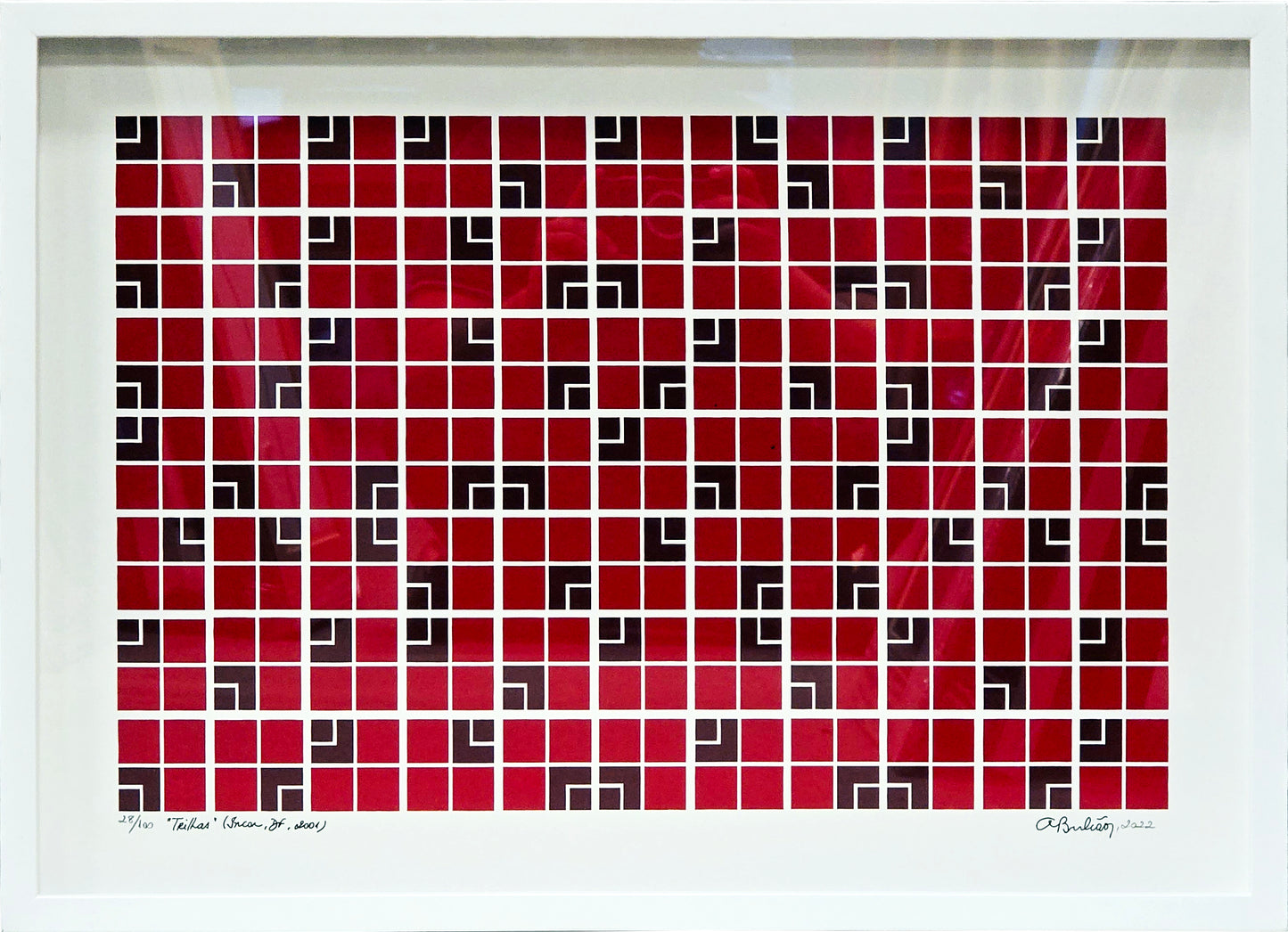 Quadro pronto com gravura assinada Athos Bulcão - Trilhas 53x73 28/100