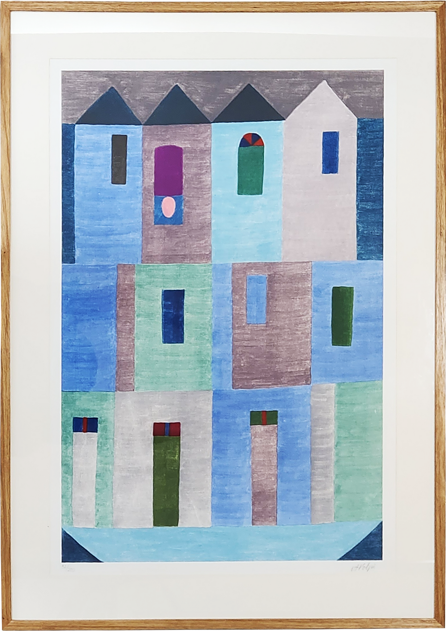 Quadro Alfredo volpi  40x60cm Casarios em Geometrias Suaves