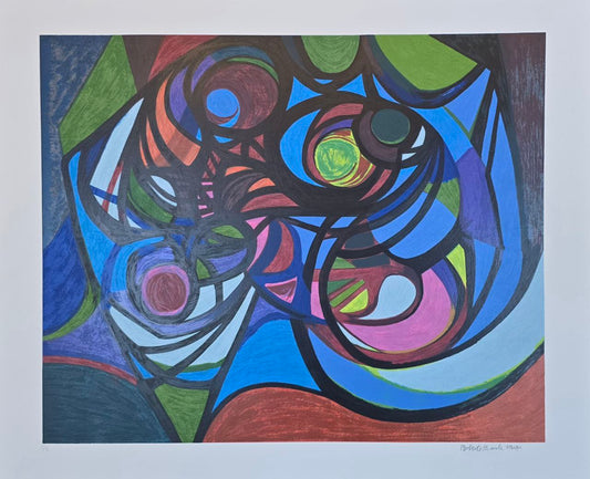 Gravura assinada Burle Marx azul e verde Burle Marx PE 70x80