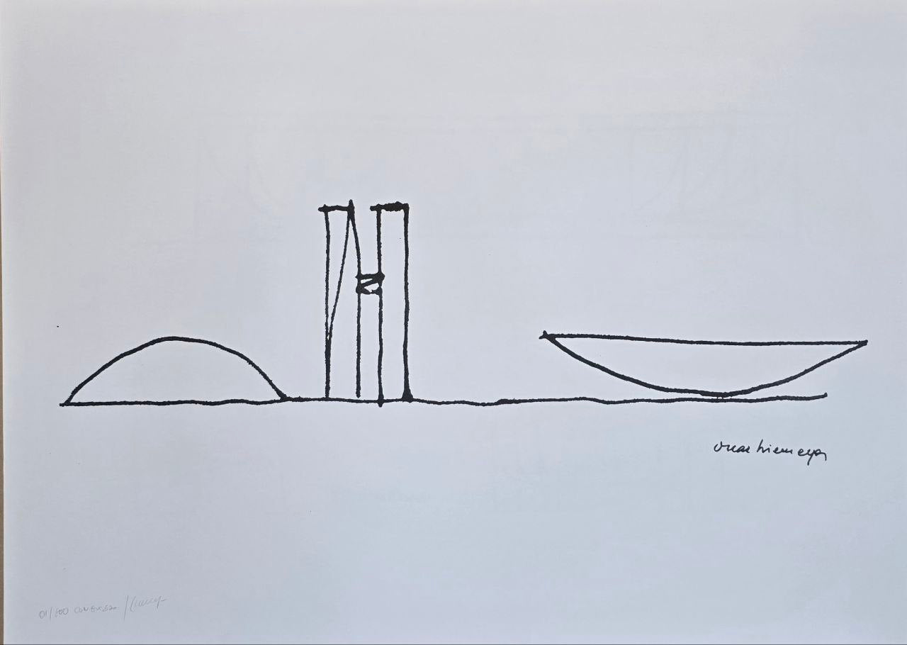 Gravura assinada CONGRESSO OSCAR NIERMEYER 1/100 50x70