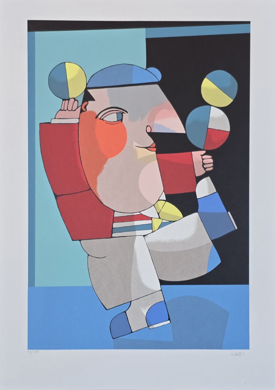 Gravura assinada  Homem malabares Inos Corradin 54/100 70x50