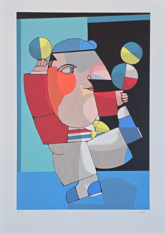 Gravura assinada  Homem malabares Inos Corradin 54/100 70x50