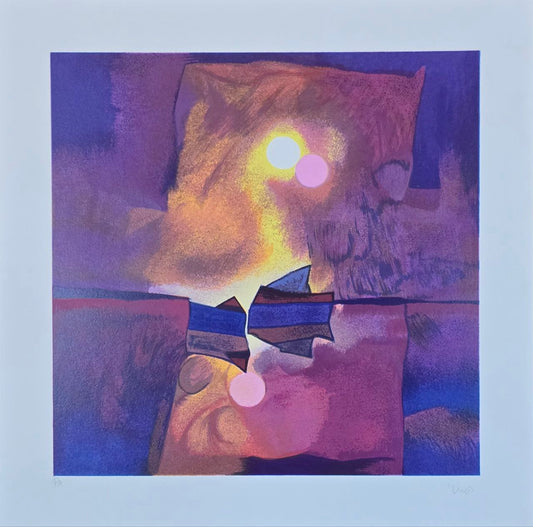 Gravura assinada   Abstrato Sol amarelo Inos Corradin PA 50x50