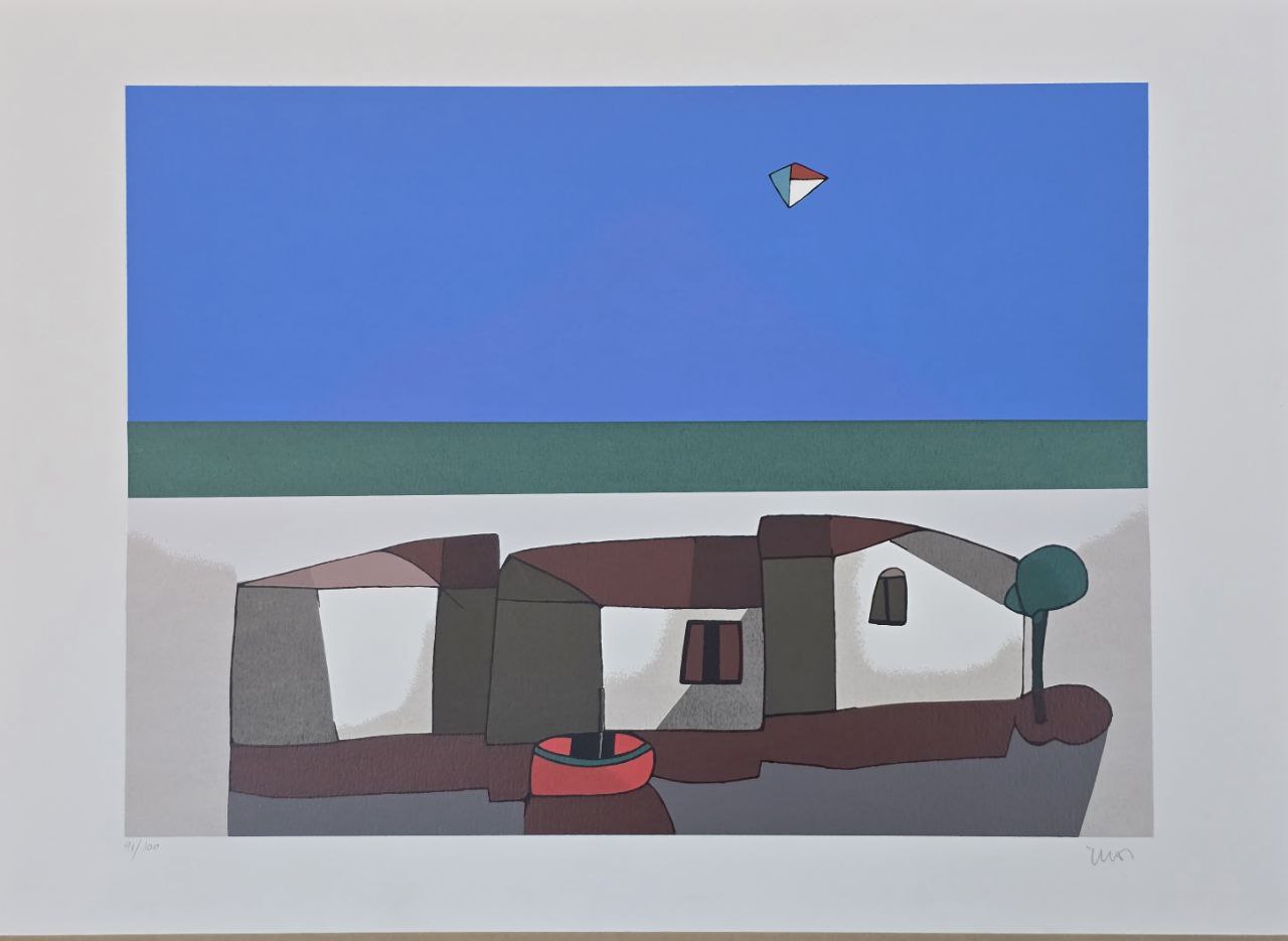 Gravura assinada Pipa e barco Inos Corradin 91/100 70x90