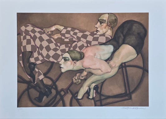 Gravura assinada (casal na bicicleta terno xadrez) Juarez Machado 60/200 50 x 70