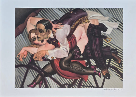 Gravura assinada (casal na bicicleta vestido rosa/vinho) Juarez Machado 47/200 50 x 70
