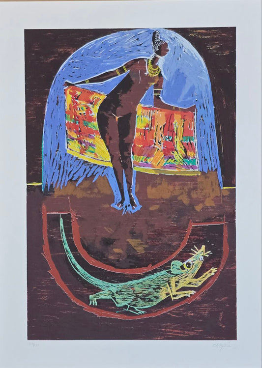 Gravura assinada (mulher africana e rato)  Carybé 120/120 50 x 70