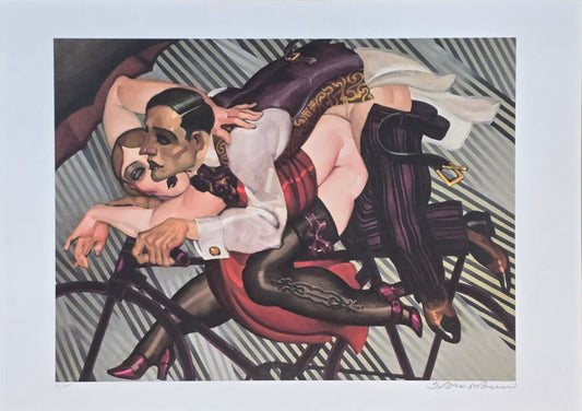 Gravura assinada (casal bicicleta mulher vestido vermelho) Juarez Machado 87/200 50 x 70