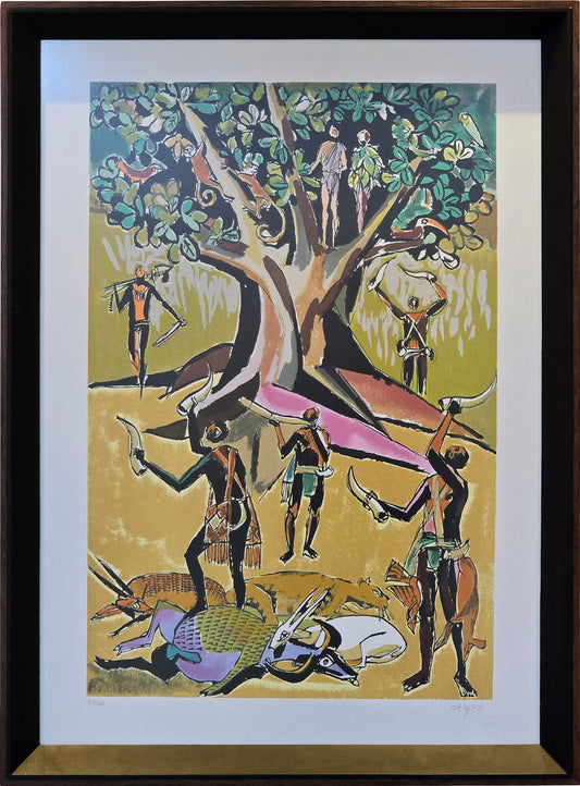 Quadro pronto com gravura assinada Carybe 63x56 63/120