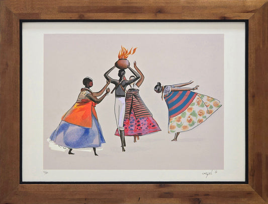 Quadro pronto com gravura assinada Carybé 62,5x83 43/200