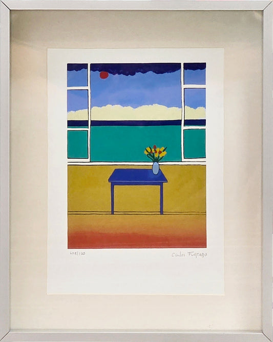 Quadro pronto com gravura assinada Carlos Furtado  40x32 108/120