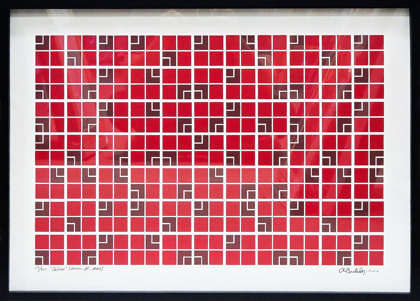 Quadro pronto com gravura assinada Athos Bulcão - Trilhas  52x72  29/100