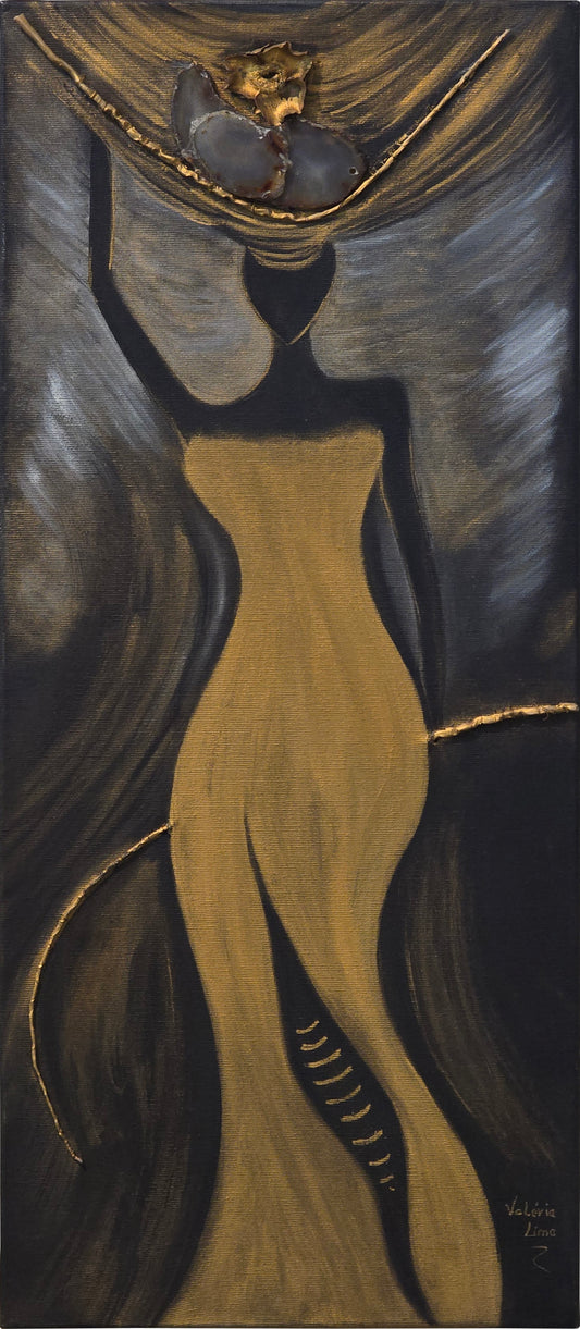 Quadro pronto tela pintada a mão Valéria Lima  30x70  -