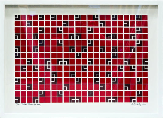 Quadro pronto com gravura assinada Athos Bulcão - Trilhas  53x73 28/100