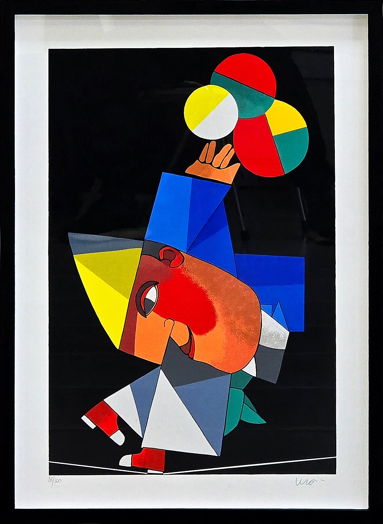 Quadro pronto com gravura assinada Inos Corradin - Malabarista  53x73 88/100