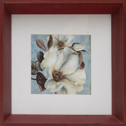 Quadro Pronto Flores Brancas 28 CM x 28 CM